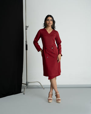 Maroon Coat Style Dress