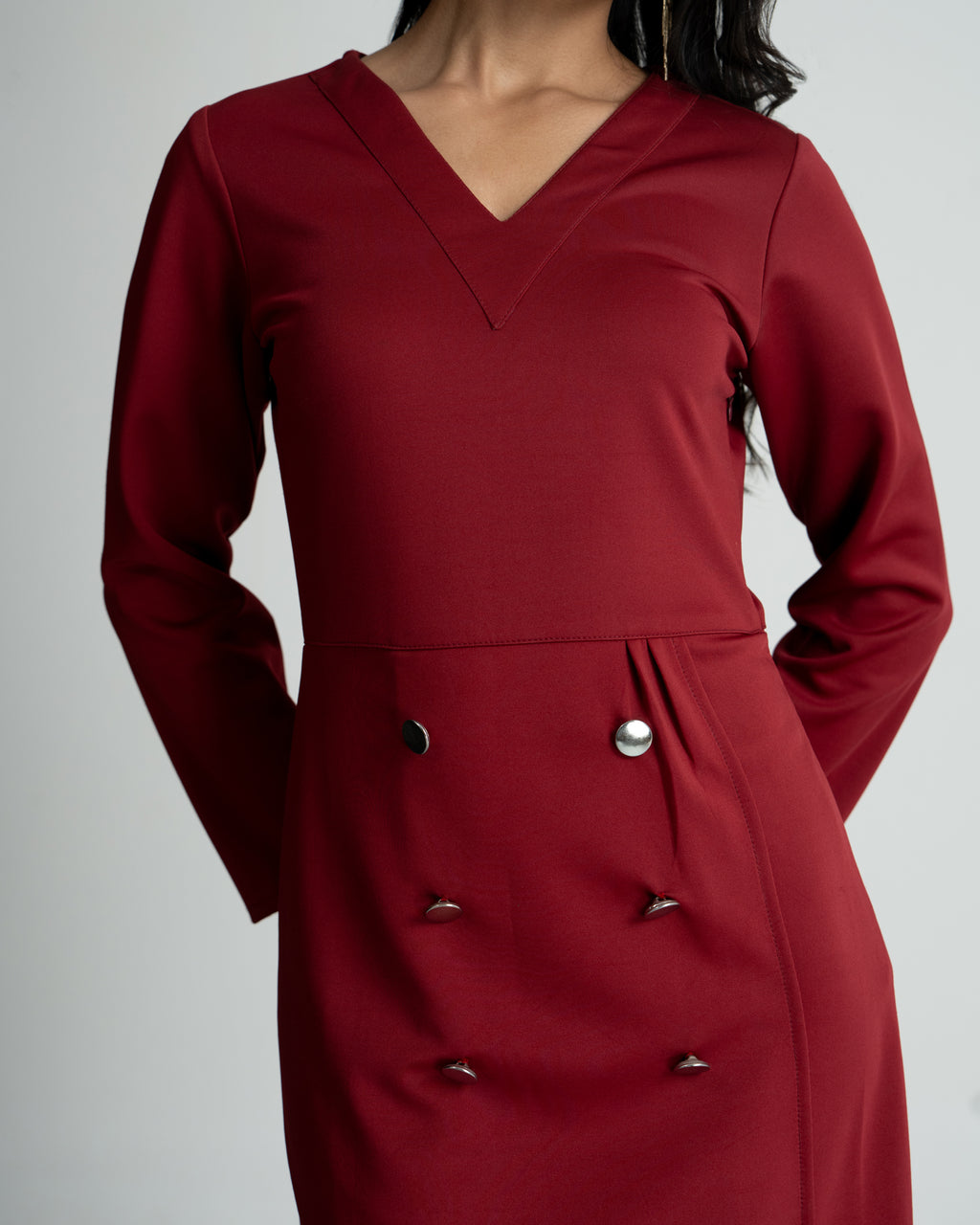Maroon Coat Style Dress