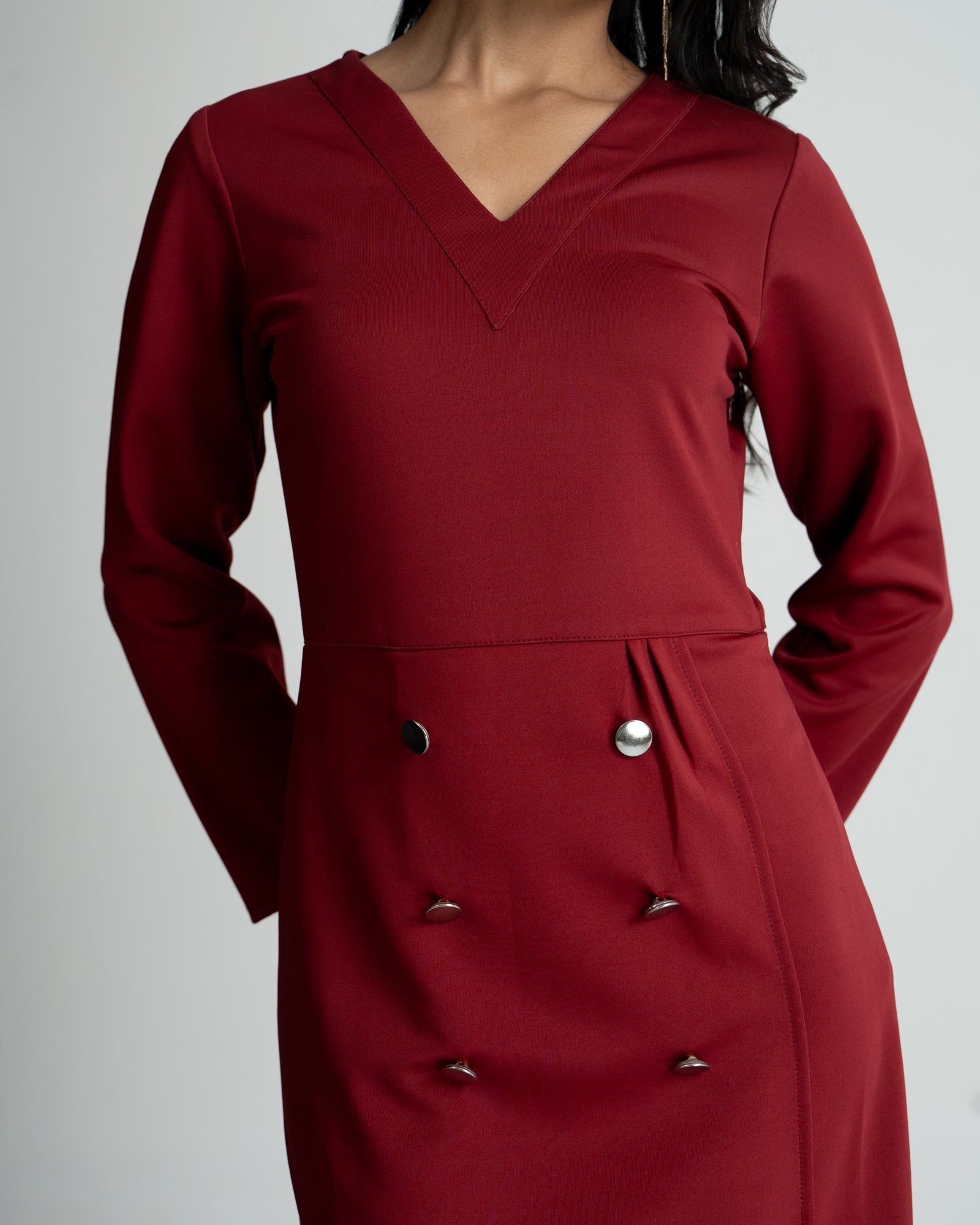 Maroon Coat Style Dress