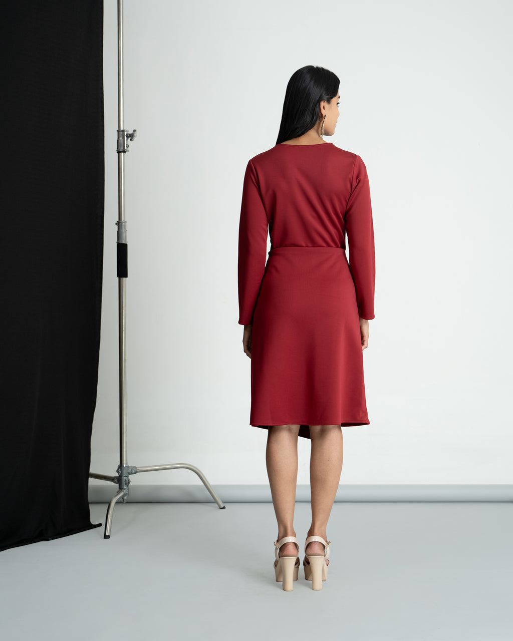 Maroon Coat Style Dress