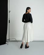 Black & White double georgette polka midi dress
