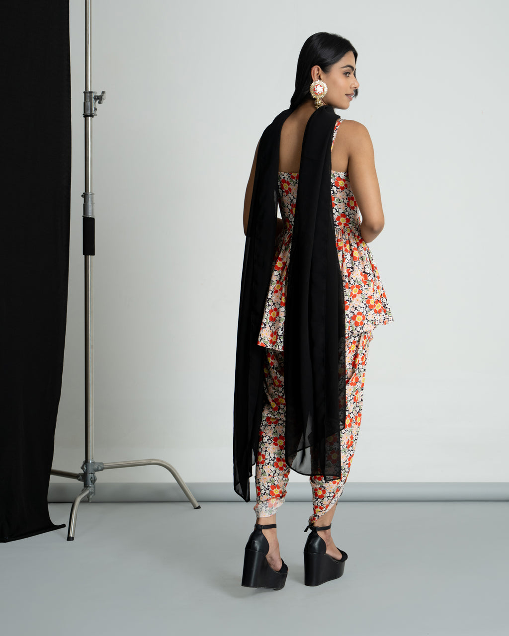 Floral printed kurti dhoti set