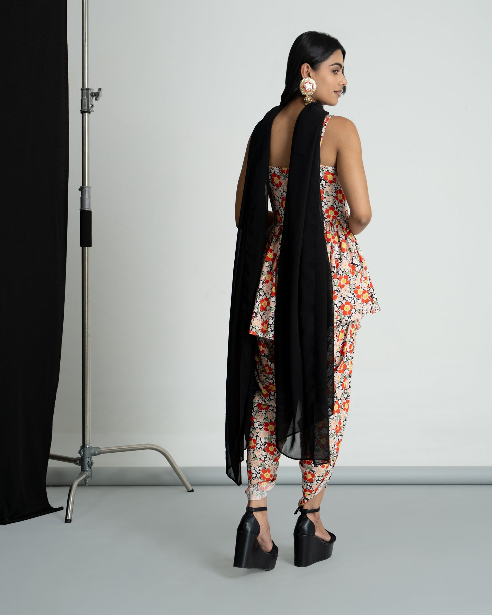 Floral printed kurti dhoti set