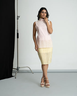 Cotton schiffli skirt top set