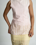 Cotton schiffli skirt top set