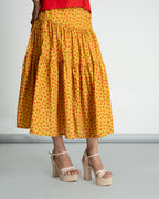 Red Shirt with Polka Flared Skirt