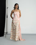 Peach pink off shoulder sequinse dress