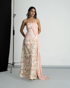 Peach pink off shoulder sequinse dress