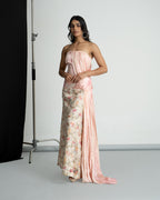 Peach pink off shoulder sequinse dress