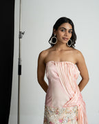 Peach pink off shoulder sequinse dress