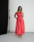 Pink Net Smocking Jumpsuit