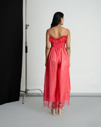 Pink Net Smocking Jumpsuit