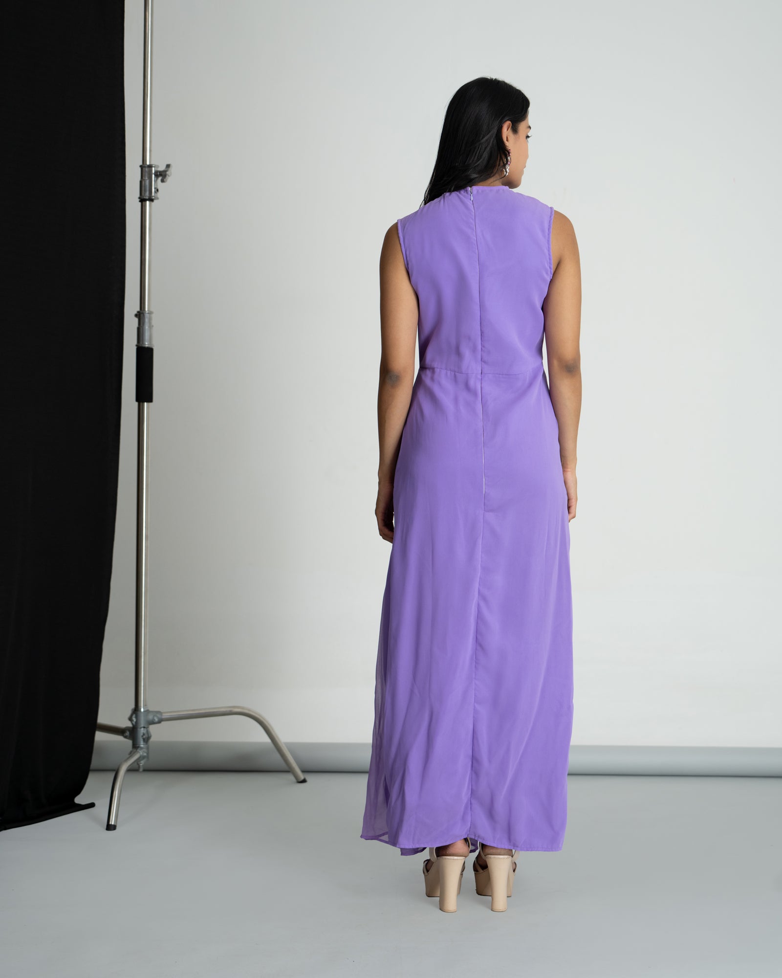 Lavender Pleated Georgette Dress