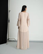 Peach georgette frill maxi dress