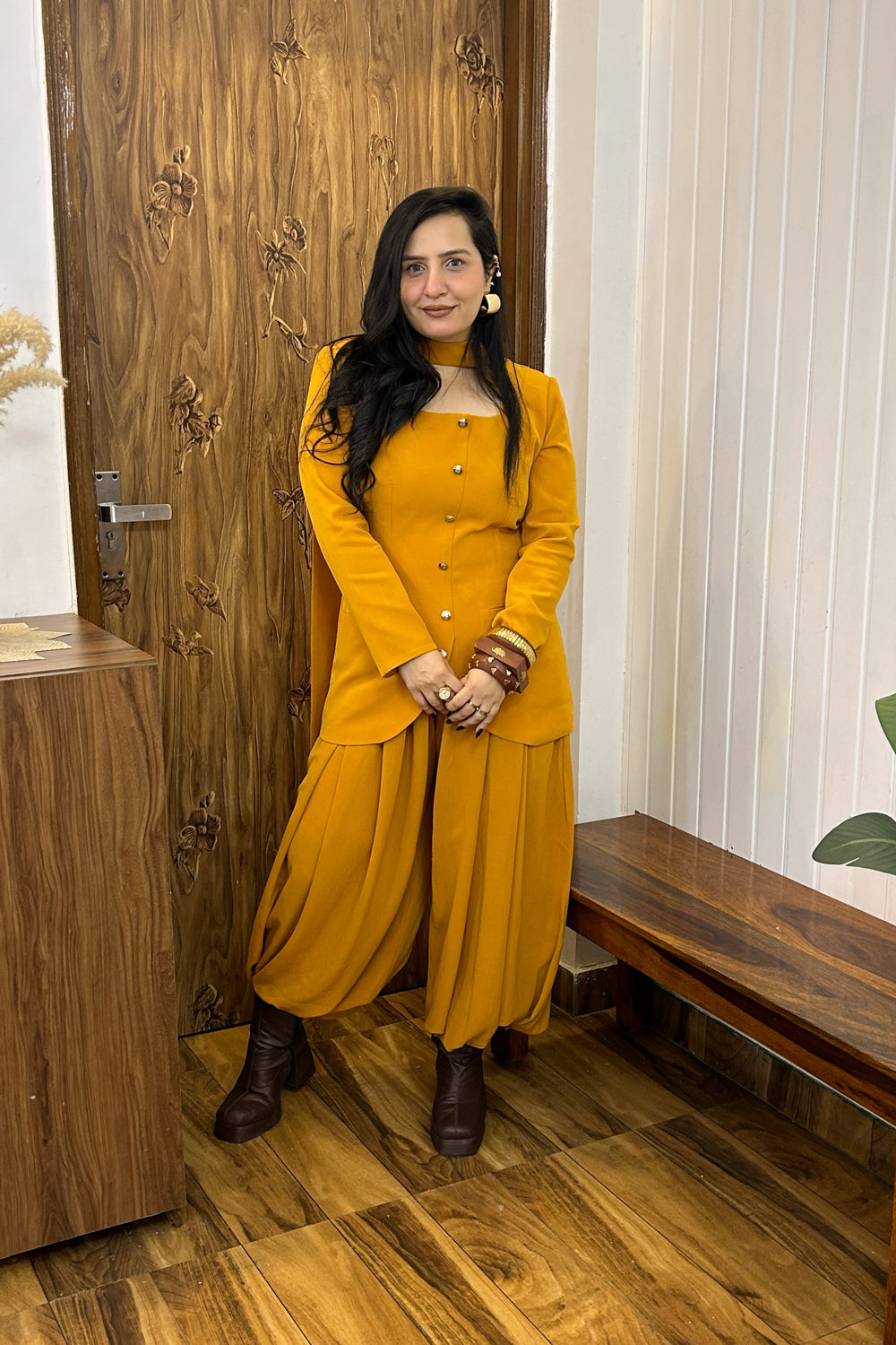 Mustard balloon pants Co-ord Set