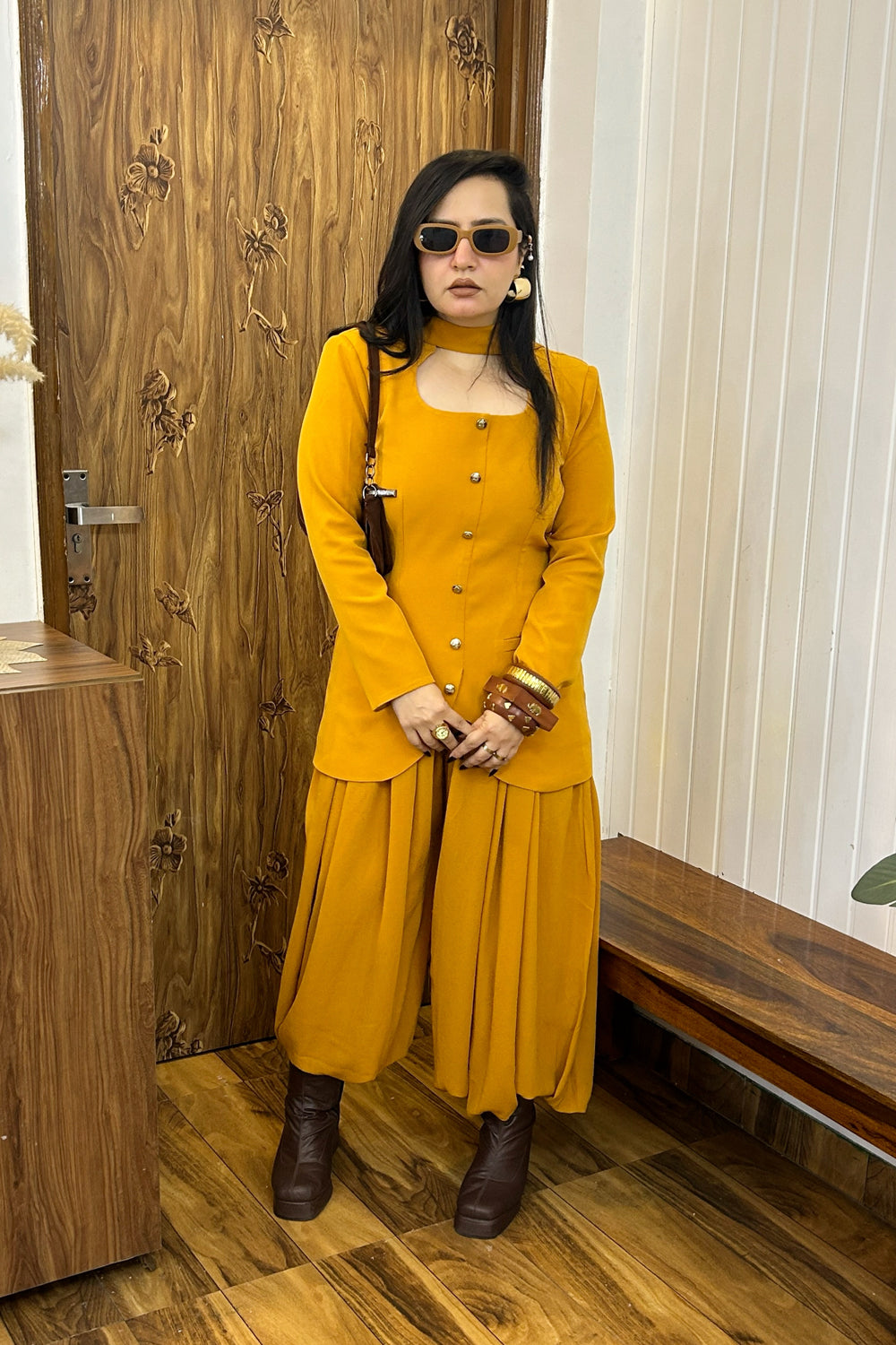 Mustard balloon pants Co-ord Set