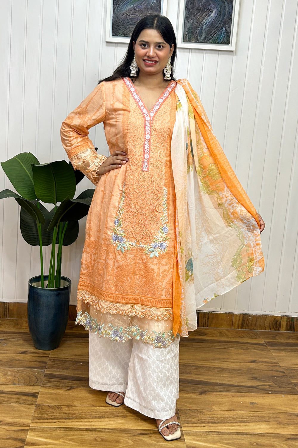 Orange Pakistani Kurta Set