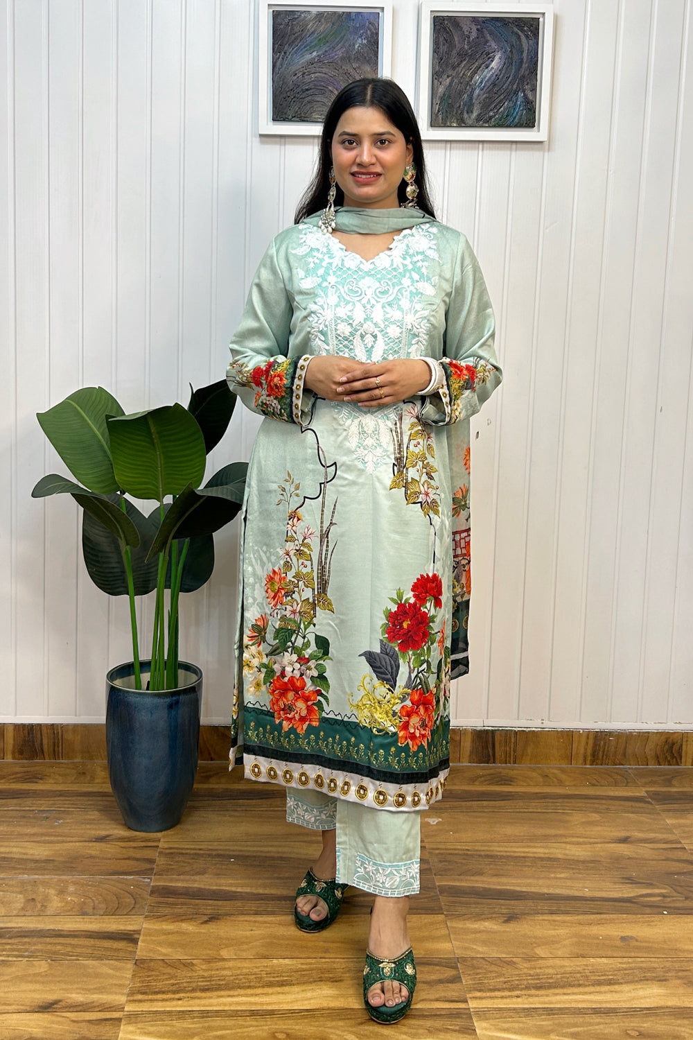 Pastel Green Pakistani suit Set