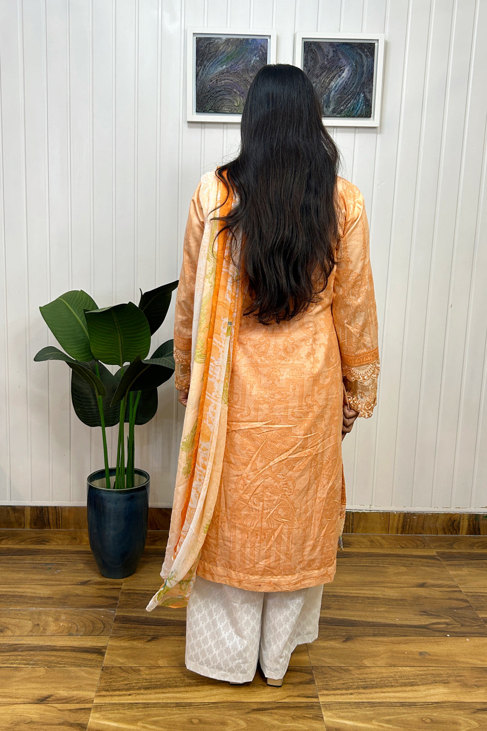 Orange Pakistani Kurta Set