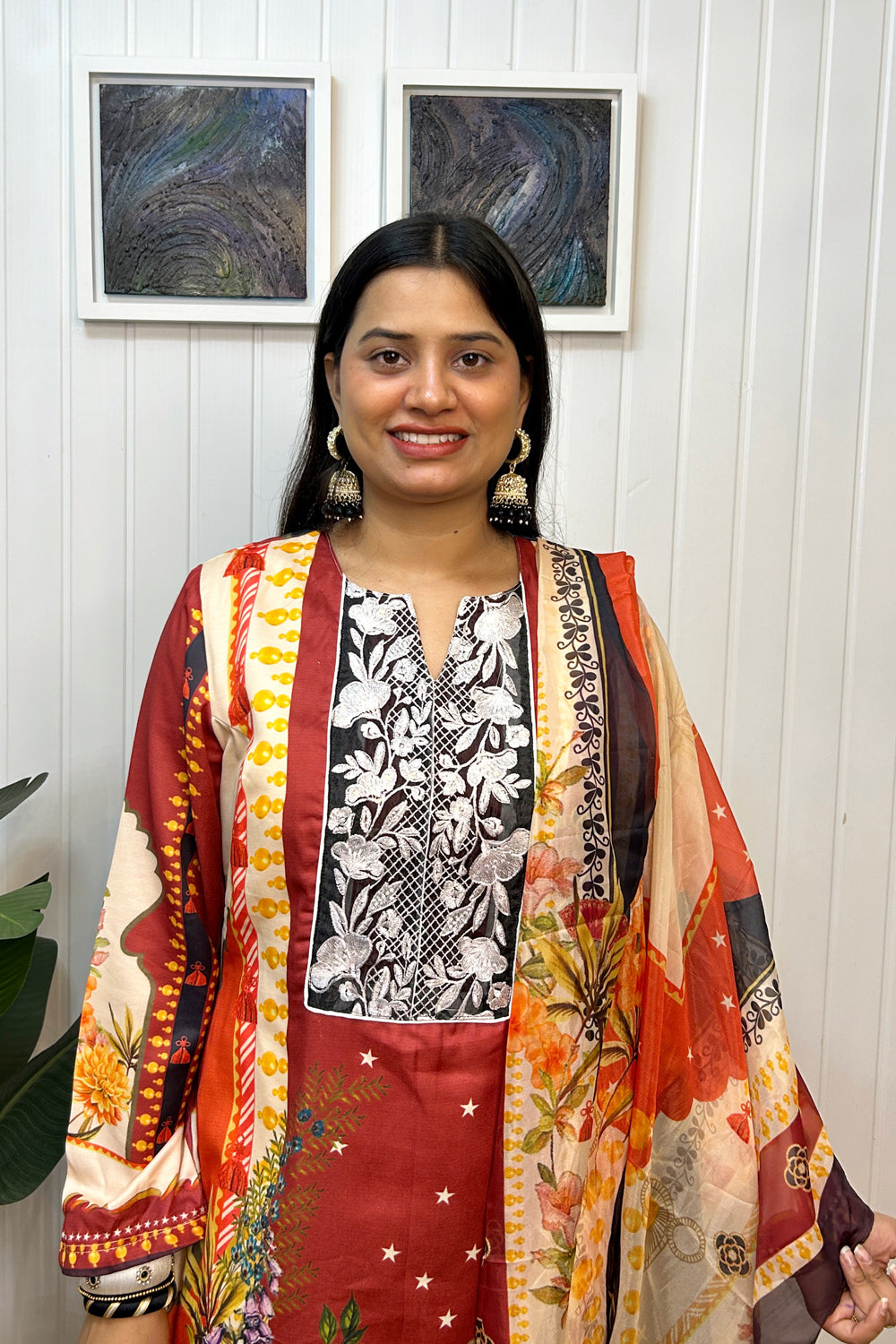 Red Cotton Pakistani suit Set