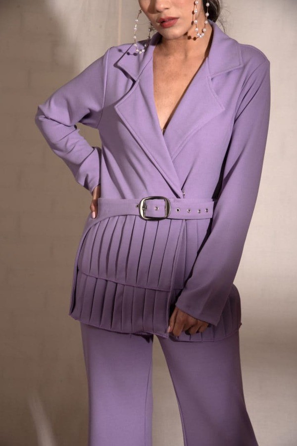 Lavender Coat Pant Set