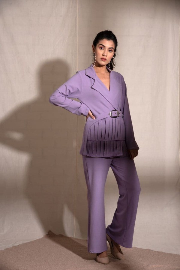 Lavender Coat Pant Set