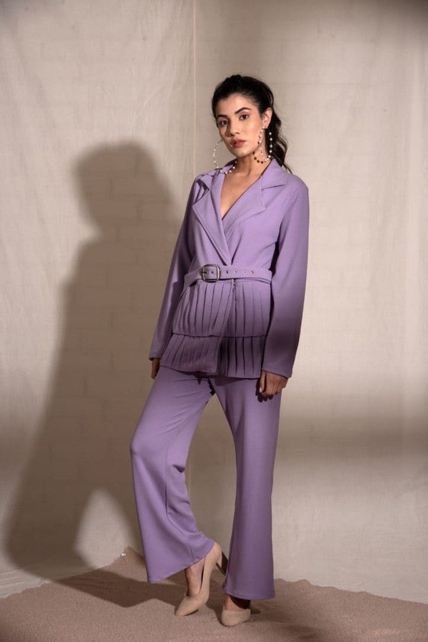 Lavender Coat Pant Set