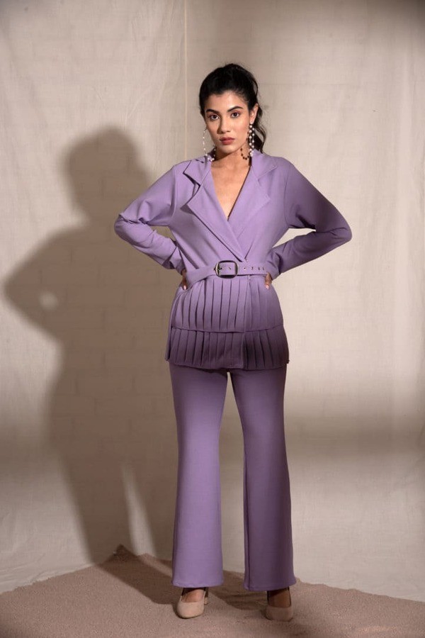 Lavender Coat Pant Set