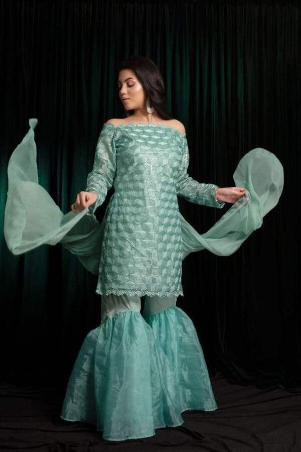 Mint Green Sharara Set