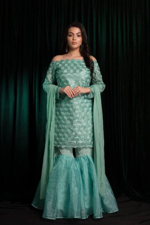 Mint Green Sharara Set