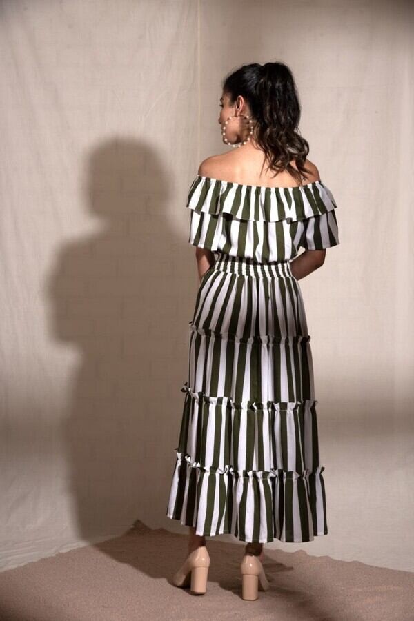 Stripy Green Maxi Dress