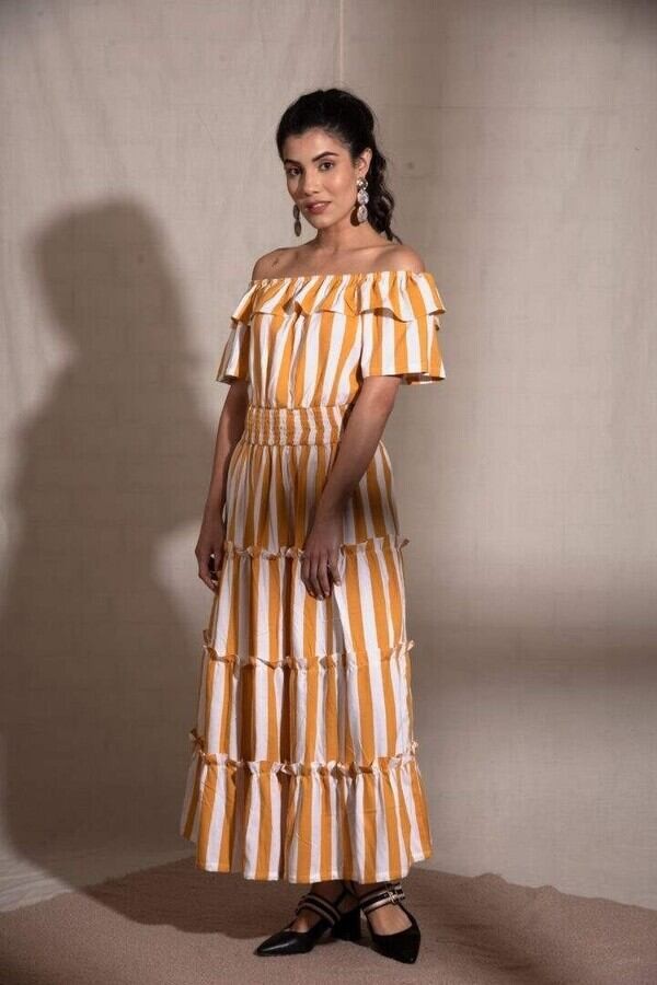 Stripy Yellow Maxi Dress