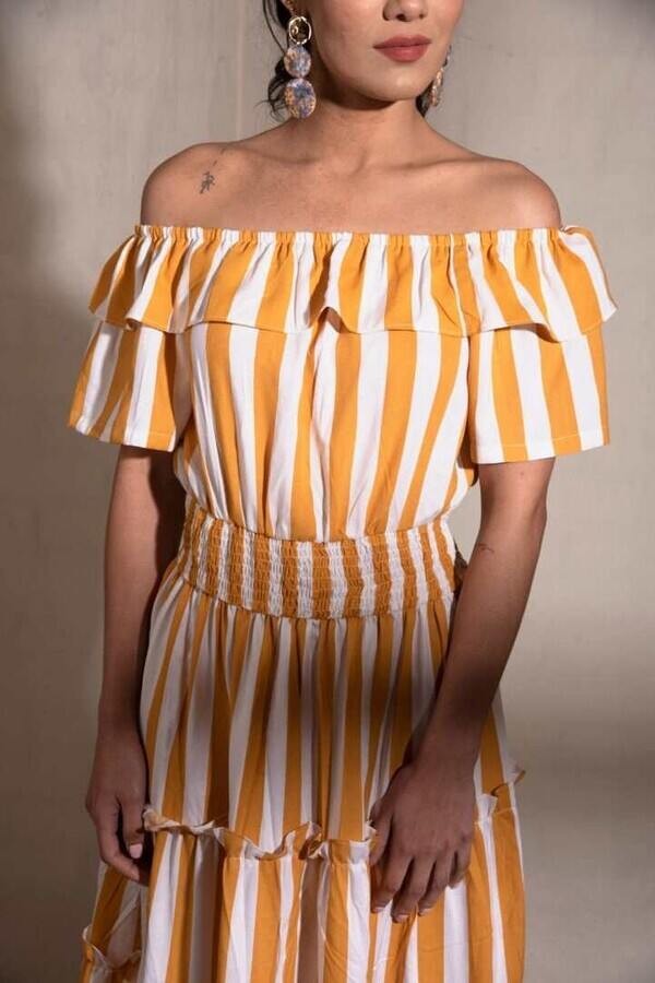 Stripy Yellow Maxi Dress