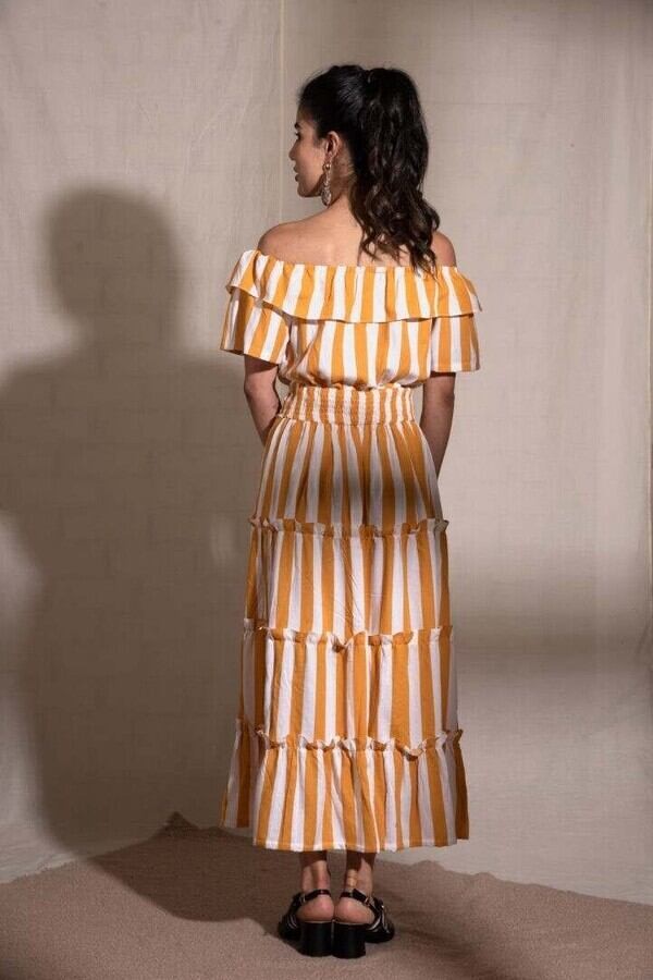 Stripy Yellow Maxi Dress