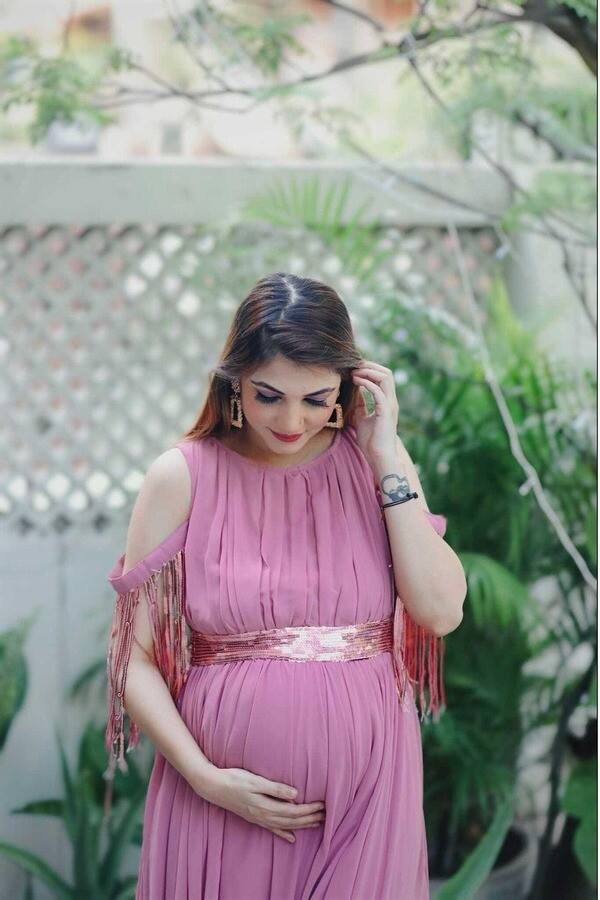 Pink Gown with Sequins Belt