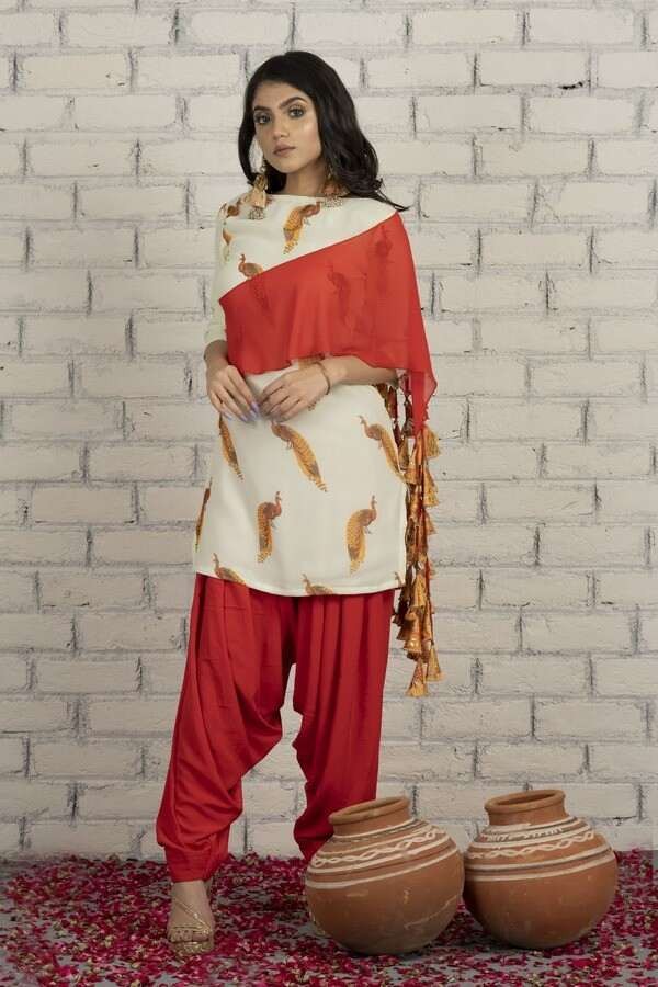 Red Patiala Suit Set