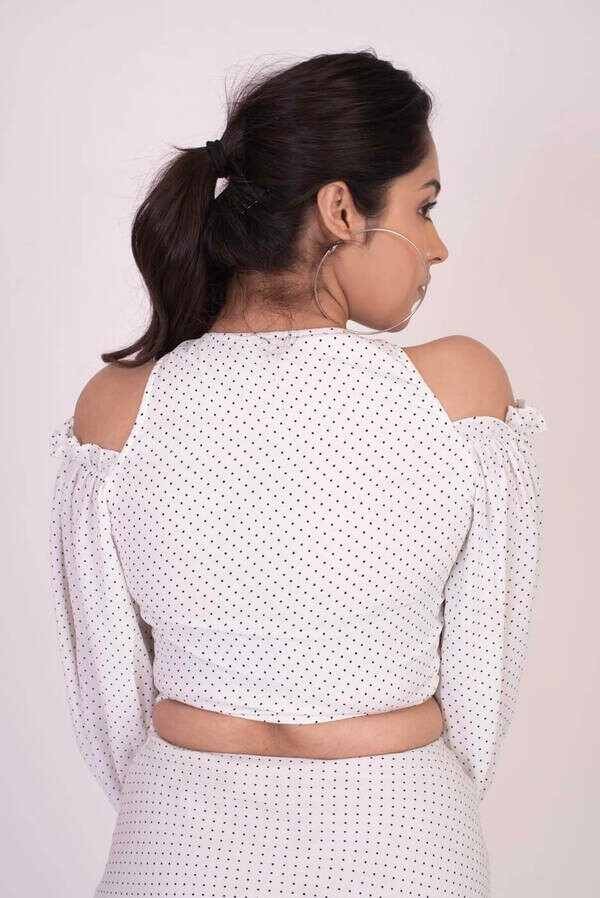 Cold-Shoulder Ruched Crop Top