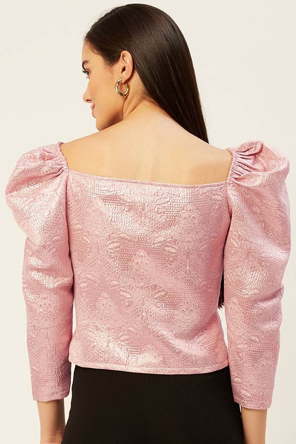 Pink Bishop Sleeves Blouson Top