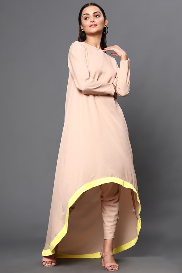 High-Low Kurta with Dhoti Pants