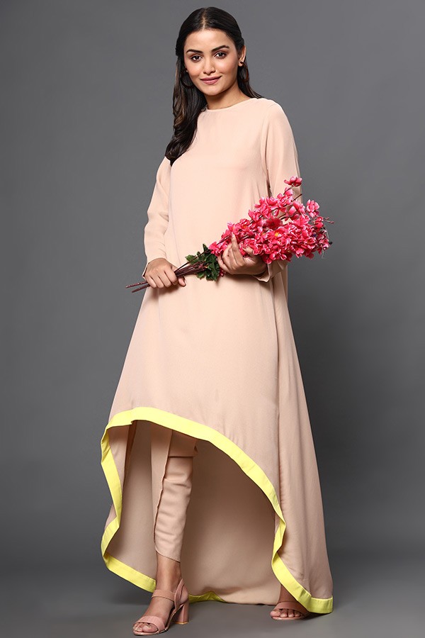 High-Low Kurta with Dhoti Pants