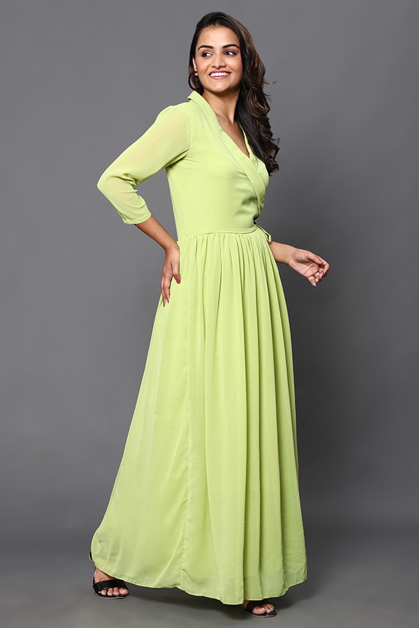 Green Angrakha Maxi Dress