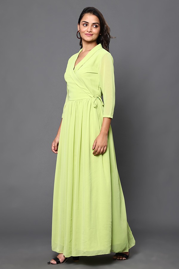 Green Angrakha Maxi Dress