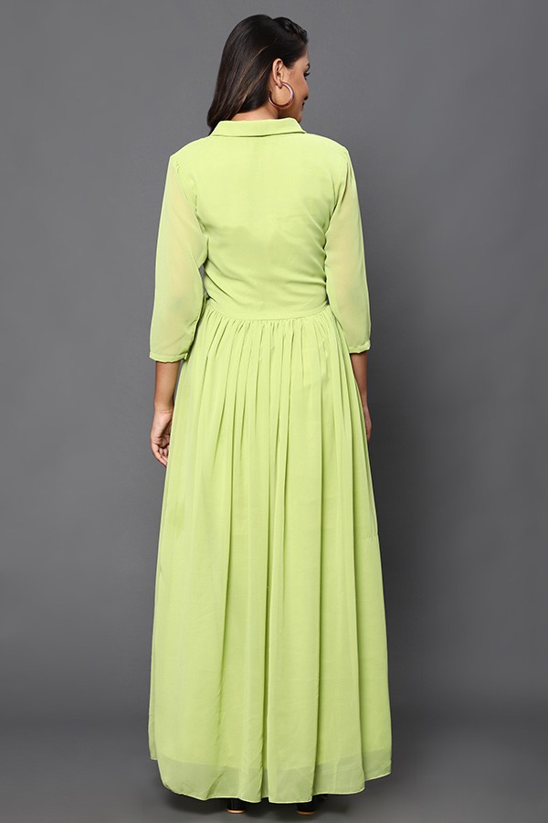 Green Angrakha Maxi Dress