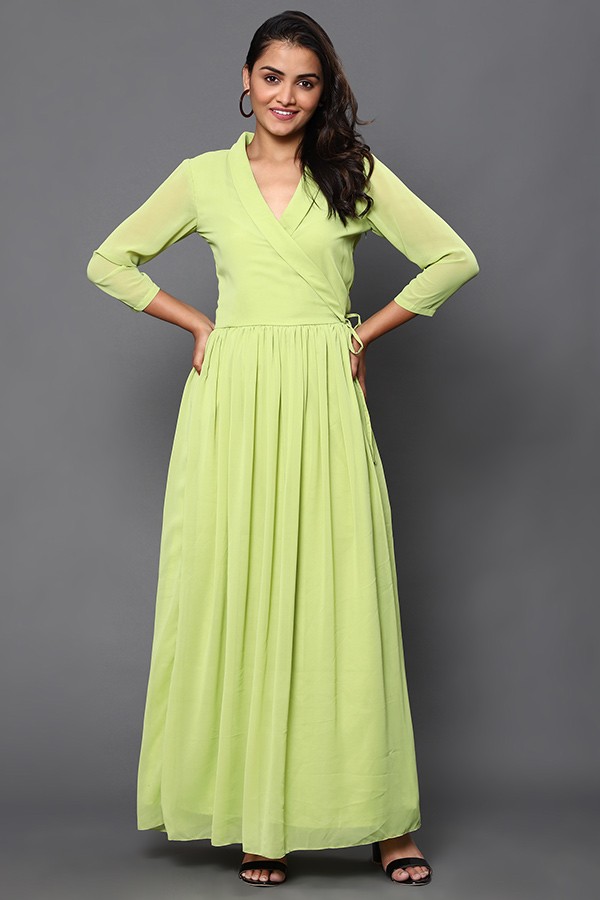 Green Angrakha Maxi Dress