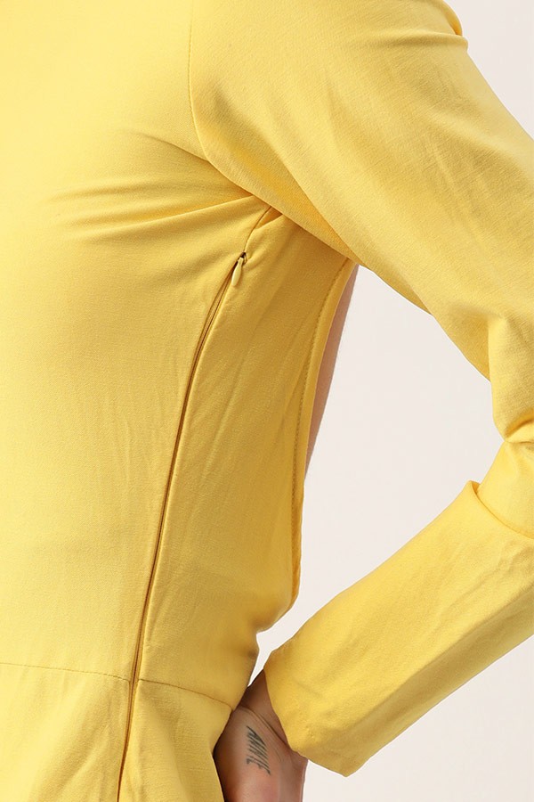 Yellow Lycra Backless Dress