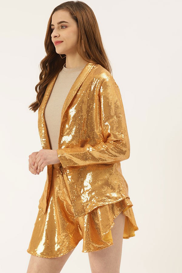 Gold Sequined Shorts Co-Ord Set