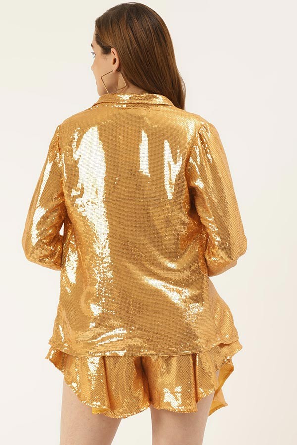 Gold Sequined Shorts Co-Ord Set