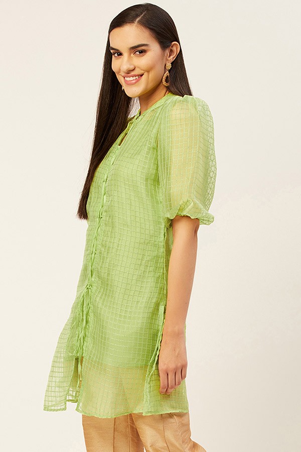 Green Checked Kurti