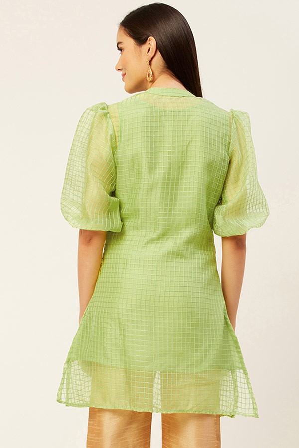 Green Checked Kurti