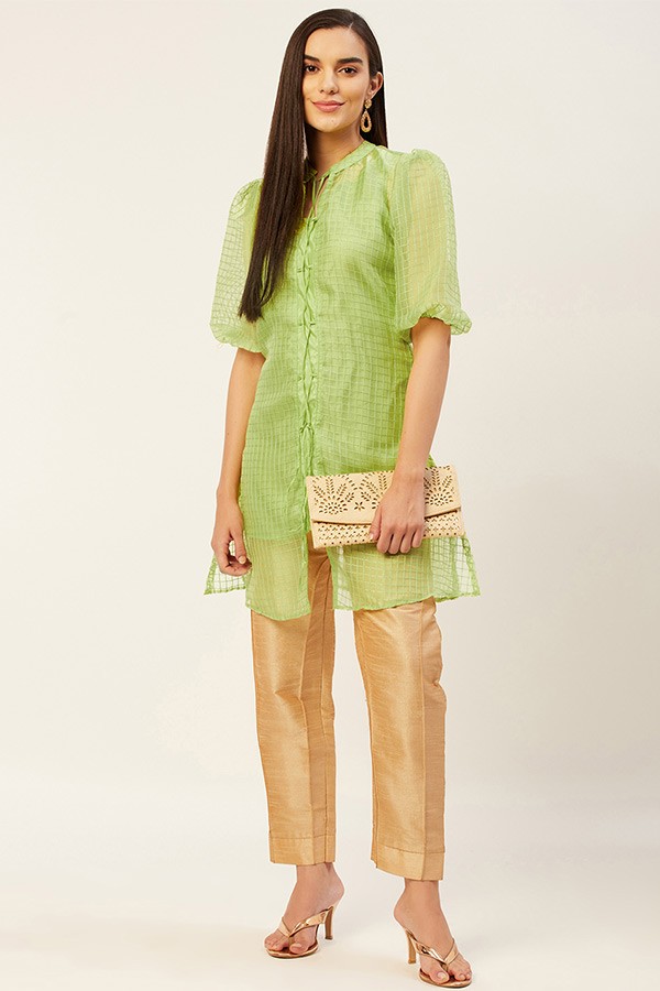 Green Checked Kurti